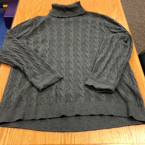 Lands End gray cotton turtleneck sweater